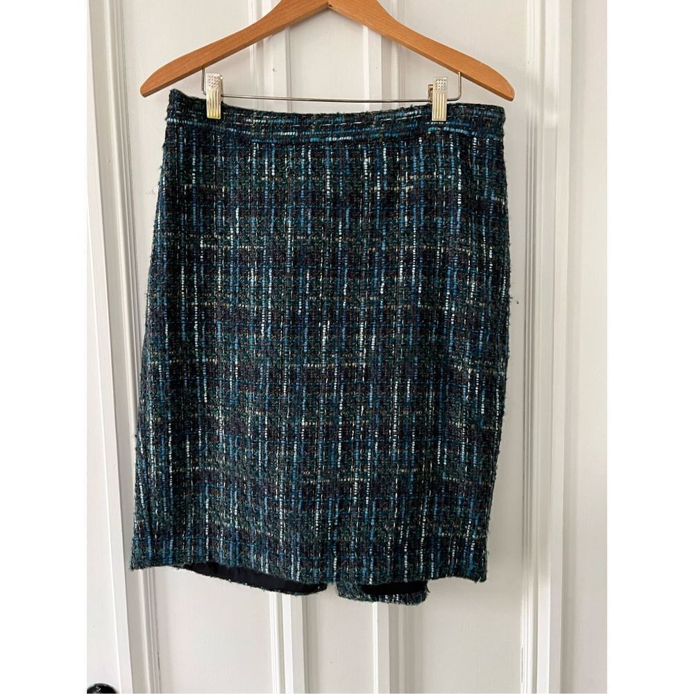 J Jill turquoise grey black speckled dress skirt 10